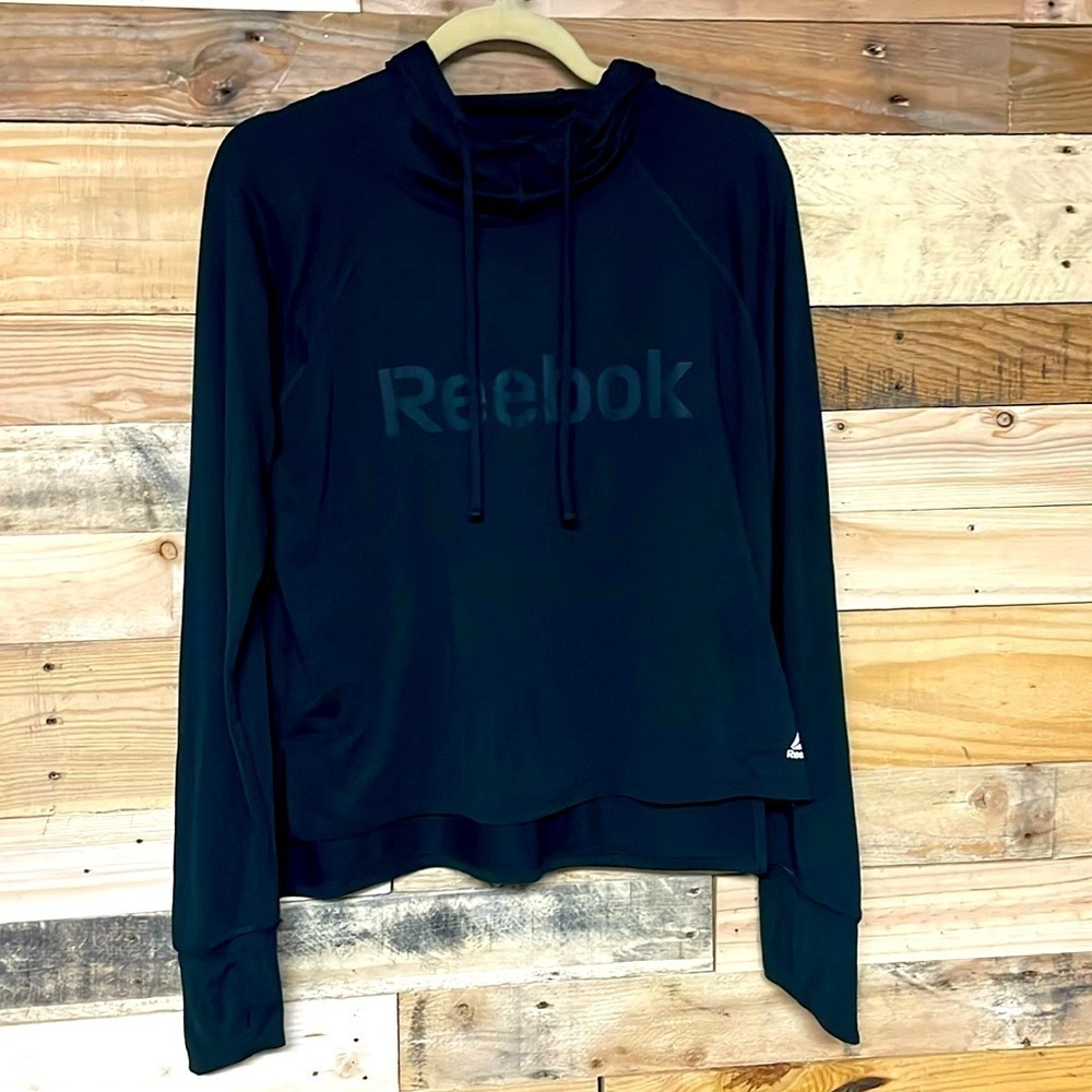 Reebok size small black long sleeve hooded shirt